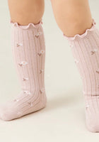 Load image into Gallery viewer, Baby Girl Knee High Socks - Dusty Rose Posy
