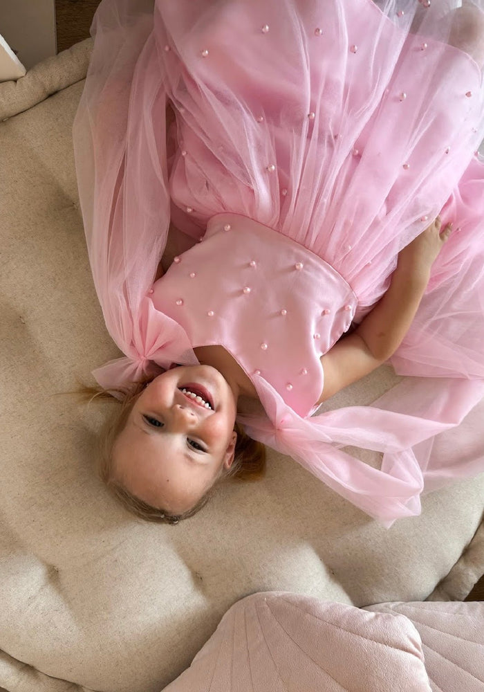 Pearl Princess Luxe Little Girls Tulle Dress - Pink - Fox Baby & Co