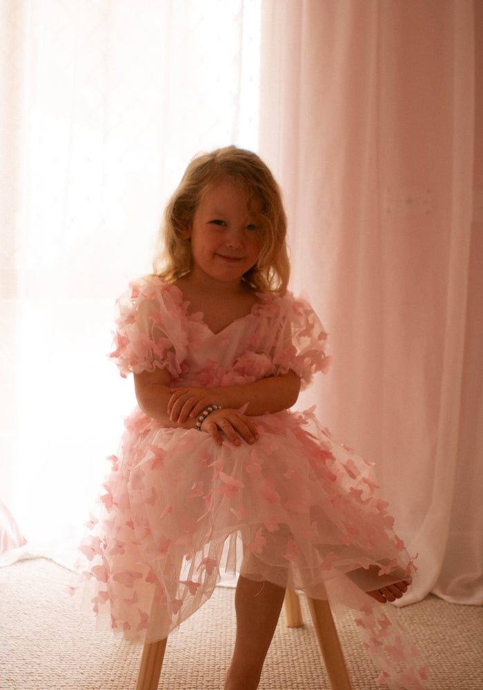 Kids girls Tea Party Butterfly Tulle Dress - Pink - Fox Baby & Co