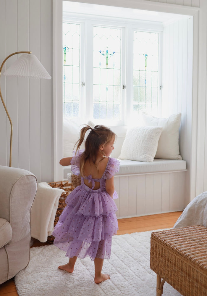 Kids little girls Rosie Floral Luxe Party Dress - Lilac (pre order) - Fox Baby & Co