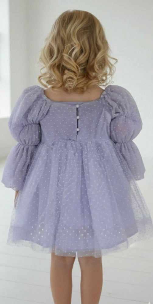 Flowergirl Fairy Wonderland Long Sleeve Luxe Tulle Dress - Pink Dots - Lilac - Fox Baby & Co