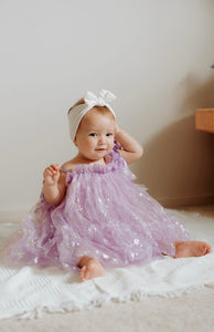 Sparkle Snow Princess Kids little Girls Tulle Dress - Purple - Fox Baby & Co