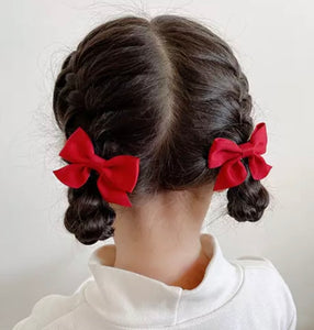Cherry Red Christmas Bow Pigtail Set (last set)