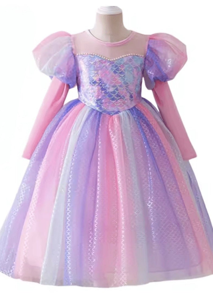 Classic Mermaid Princess Birthday Long Sleeve Party Dress Costume - Fox Baby & Co