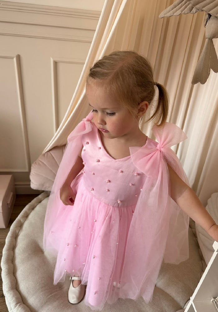 Pearl Princess Luxe Little Girls Tulle Dress - Pink - Fox Baby & Co