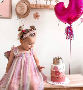 Kids little girls Arabella Tulle Fairy Birthday Dress - Rainbow Pink - Fox Baby & Co