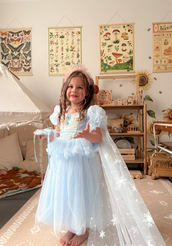 Whimsical Snow Star Princess Birthday Party Dress Costume with cape - Fox Baby & Co