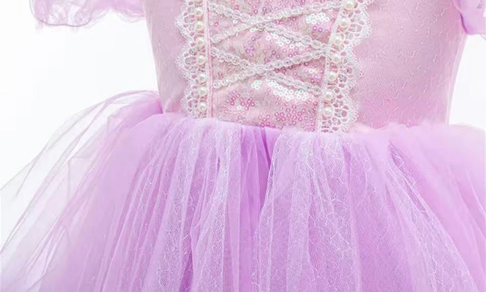 Whimsical Rapunzel Princess Puff Sleeve Party Dress Costume - Fox Baby & Co