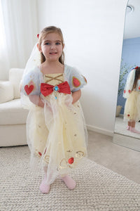 Luxe Snow White Princess Sparkle Party Dress Costume & Tulle Clip - Fox Baby & Co