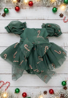 Load image into Gallery viewer, Kids girls Christmas Luxe Puff Tulle Romper - Candy Cane - Fox Baby &amp; Co
