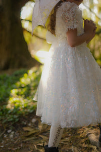 Kids girls Tea Party Sparkle Tulle Dress - White
