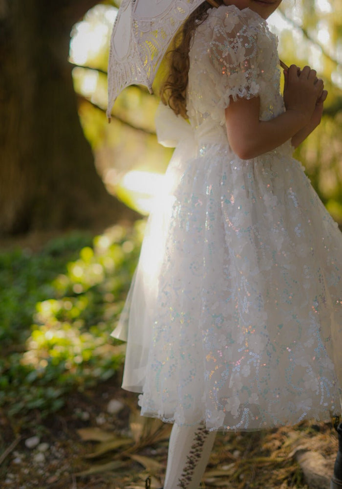 Kids girls Tea Party Sparkle Tulle Dress - White - Fox Baby & Co