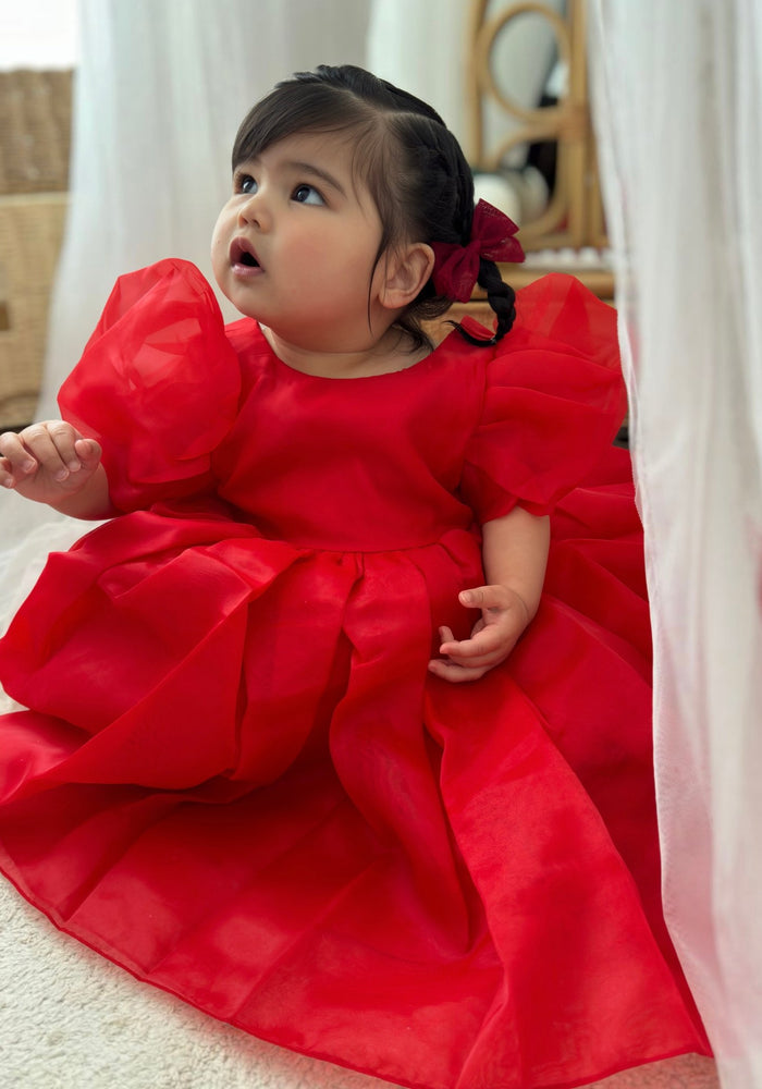 Kids little girls Bonnie Christmas Luxe Dress - Red (pre order) - Fox Baby & Co