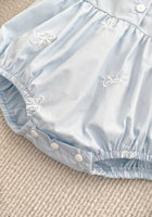 Load image into Gallery viewer, Celine French Tiny Bow Romper - Blue (pre order) - Fox Baby &amp; Co
