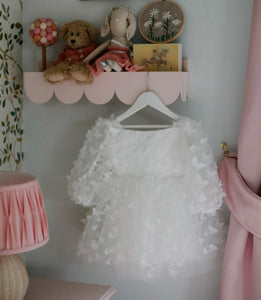 Madelyn Butterfly Luxe Little Girls Tulle Dress - White (pre order)