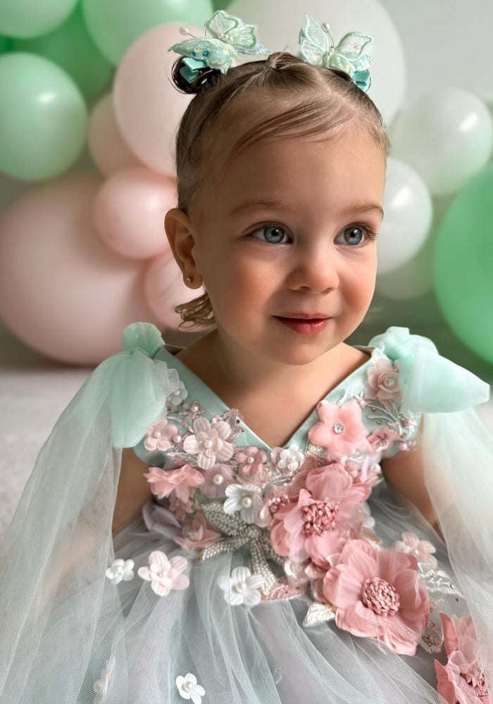 Primrose Butterfly Luxe Little Girls Tulle Dress - Mint (pre order) - Fox Baby & Co