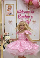 Load image into Gallery viewer, Kid little Girls Pink Gingham Barbie Party Dress - Fox Baby &amp; Co
