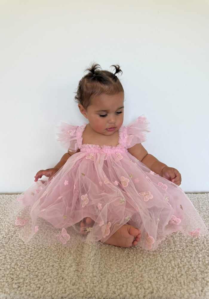 Whimsical Butterfly Fairy Tulle Birthday Dress - Pink - Fox Baby & Co
