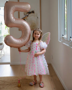 Bella Butterfly Flower Girl Kids Puff Sleeve Luxe Party Dress - Rainbow - Fox Baby & Co