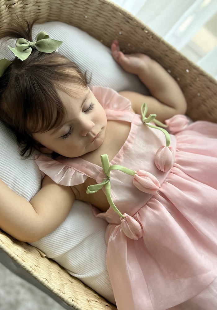 Spring Tulip Puff Frill Dress - Pink - Fox Baby & Co