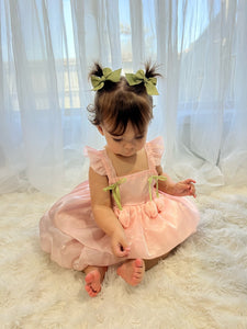 Spring Tulip Puff Frill Dress - Pink
