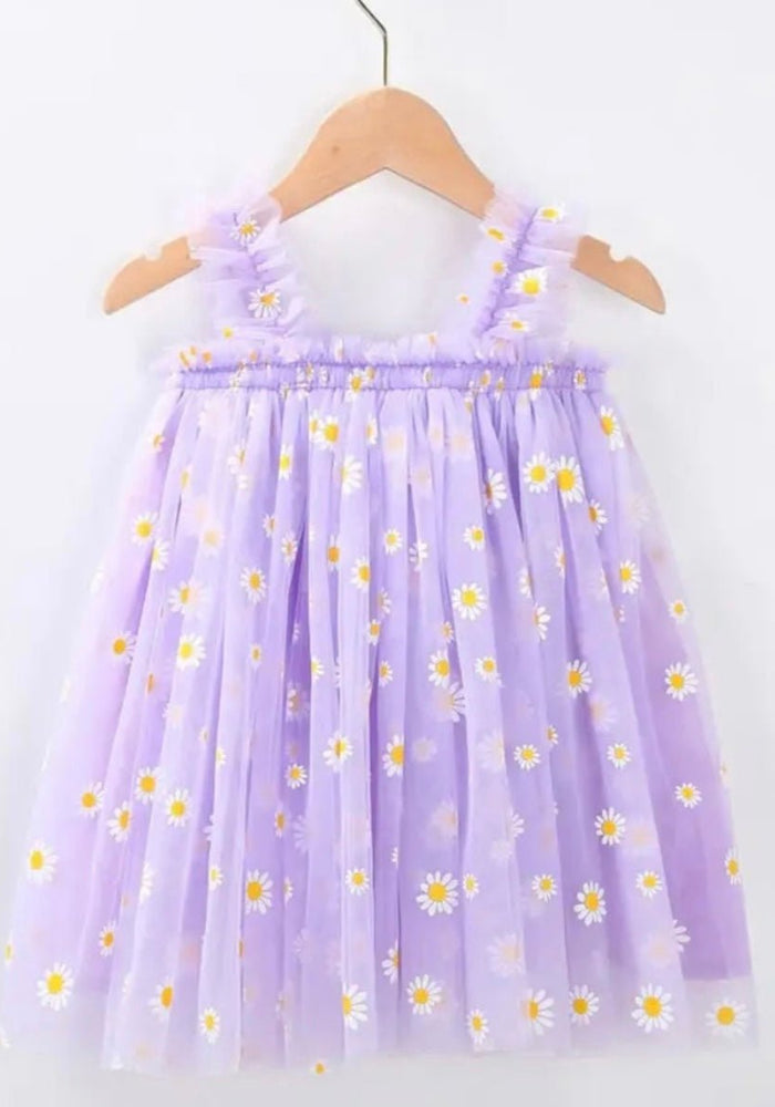 Kids little girl Arabella Daisy Tulle Dress - Purple - Fox Baby & Co