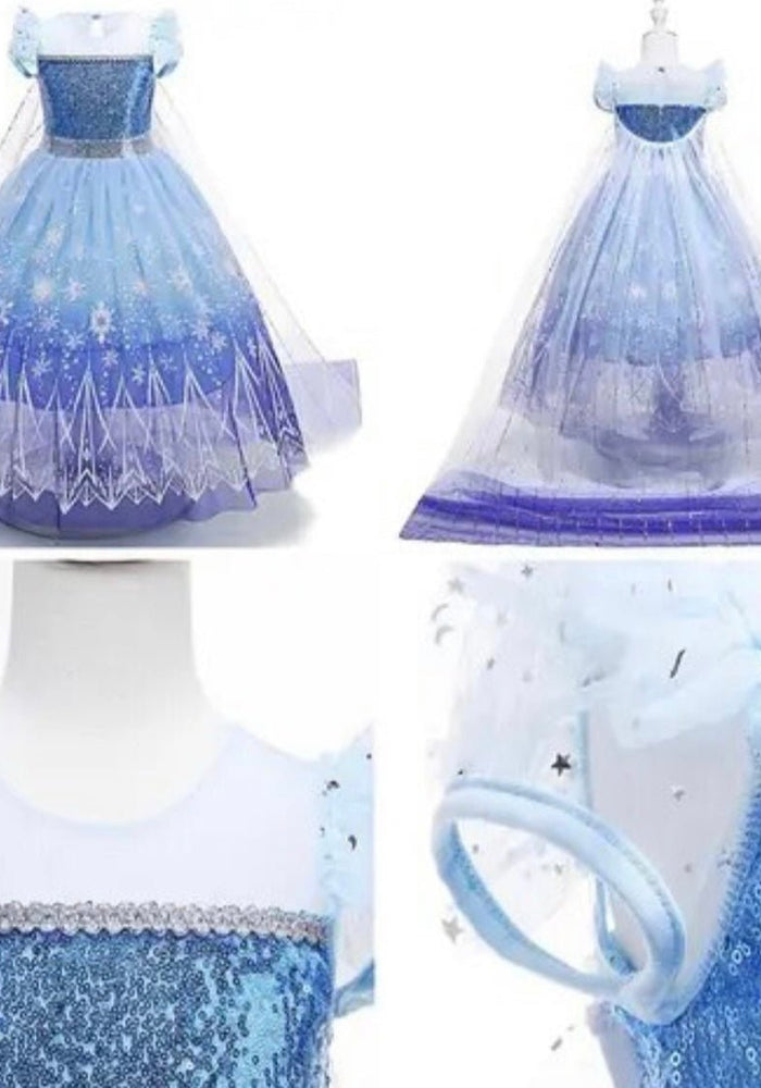 Snowflake Princess Birthday Party Dress Costume with cape - Fox Baby & Co