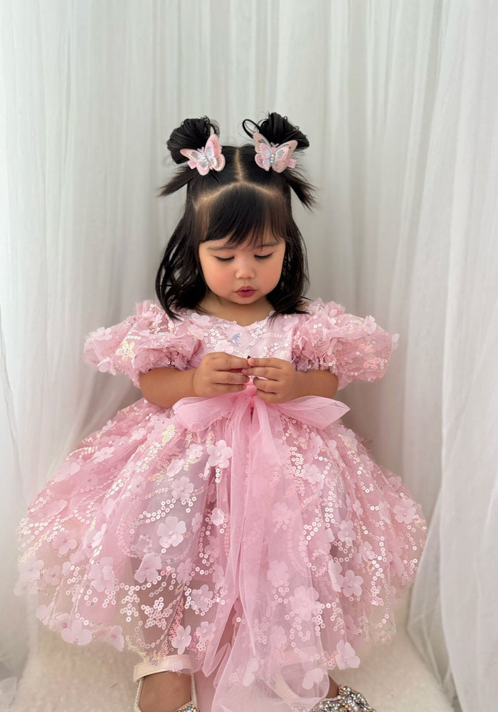 Kids girls Tea Party Sparkle Tulle Dress - Blush Pink - Fox Baby & Co