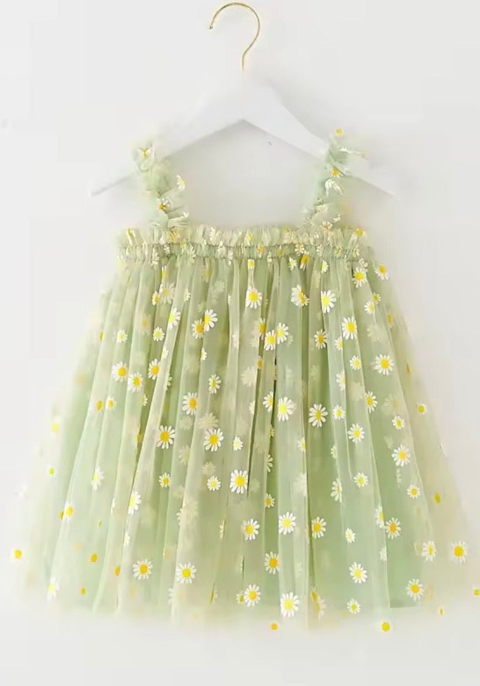 1st Birthday Kids little girl Arabella Daisy Tulle Dress - Mint - Fox Baby & Co