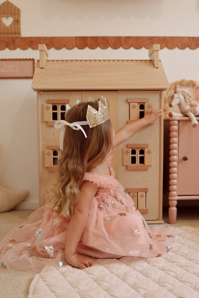 Christmas Tutu Stars & Moons Little Girls Tulle Dress - Pink - Fox Baby & Co