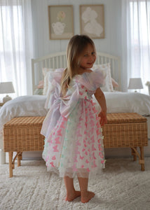 Bella Butterfly Flower Girl Kids Puff Sleeve Luxe Party Dress - Rainbow - Fox Baby & Co
