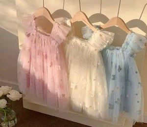 Whimsical Butterfly Fairy Tulle Birthday Dress - Blue - Fox Baby & Co