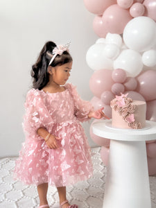Madelyn Butterfly Luxe Little Girls Tulle Dress - Dusty Rose - Fox Baby & Co