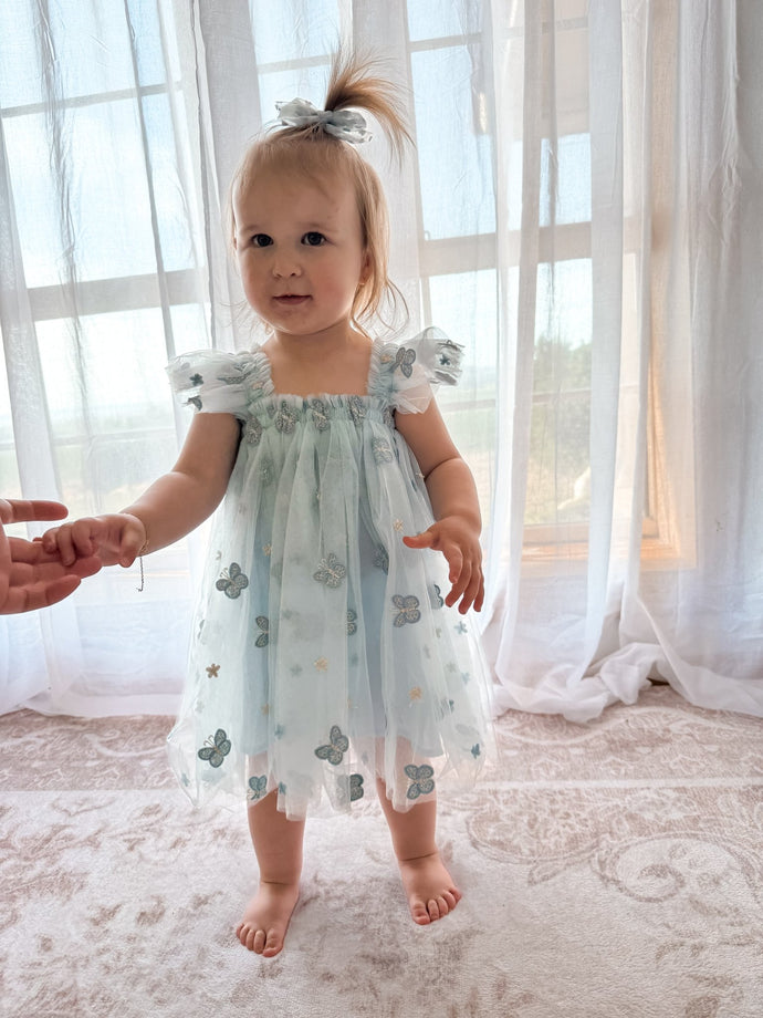Whimsical Butterfly Fairy Tulle Birthday Dress - Blue - Fox Baby & Co