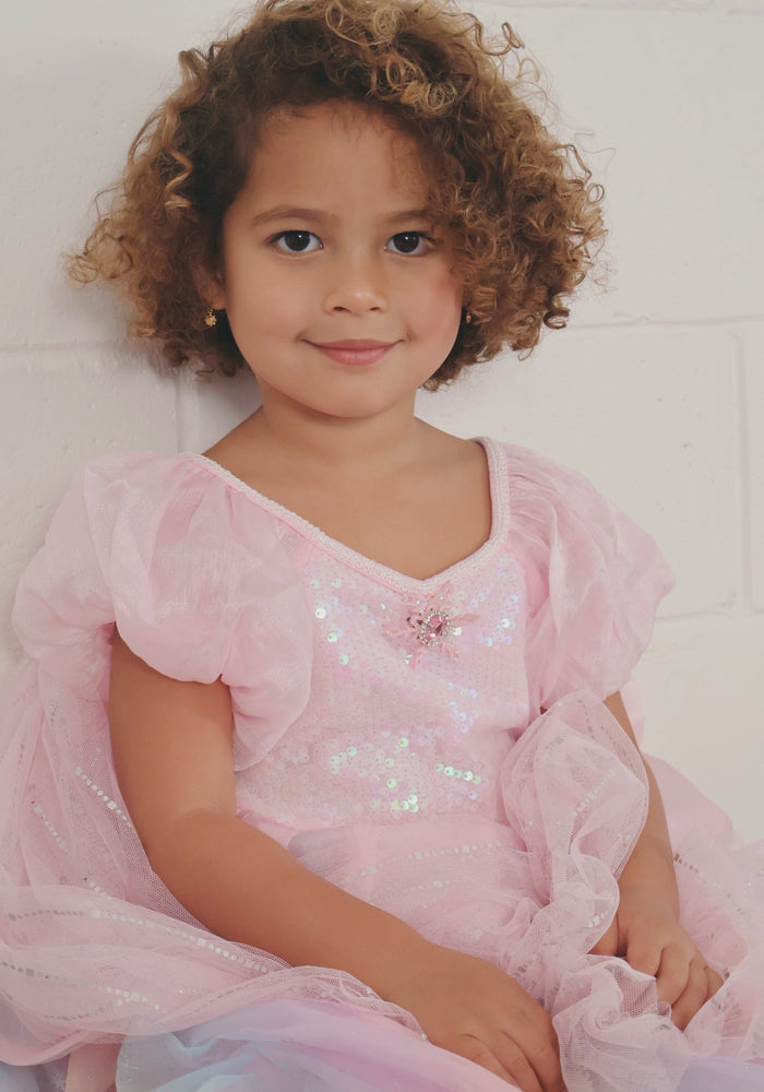 Rainbow Fairyfloss Princess Birthday Party Dress with cape - Fox Baby & Co