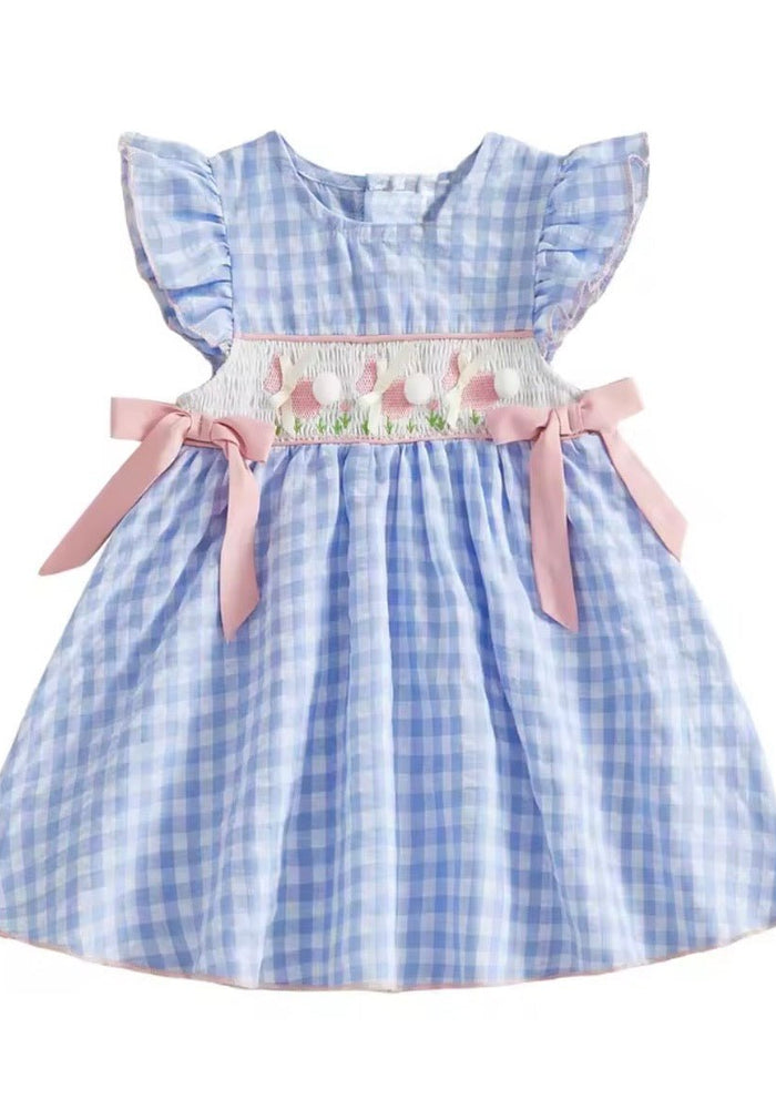 Easter Gingham Bow Dress - Blue - Fox Baby & Co