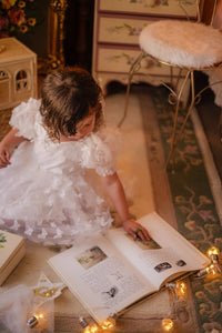 Kids girls Tea Party Butterfly Tulle Dress - White