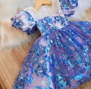 Kids girls New Mermaid Luxe Sequins Tulle Dress - Sapphire Blue (pre order) - Fox Baby & Co