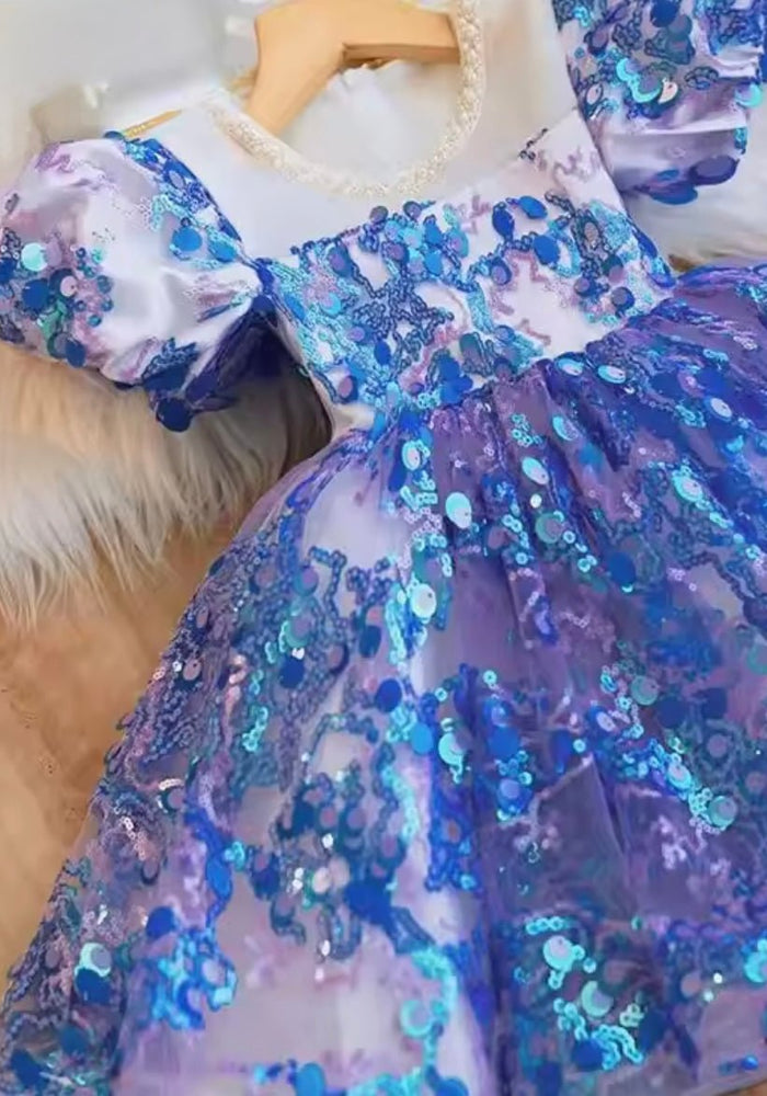 Kids girls New Mermaid Luxe Sequins Tulle Dress - Sapphire Blue (pre order) - Fox Baby & Co