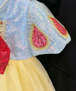 Luxe Snow White Princess Sparkle Party Dress Costume & Tulle Clip - Fox Baby & Co