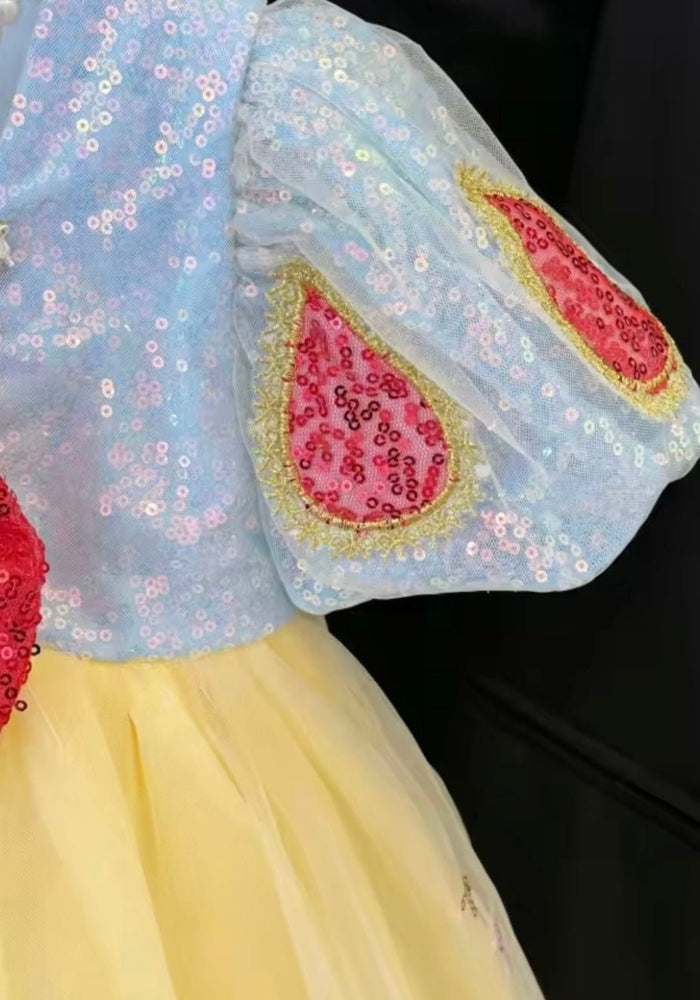 Luxe Snow White Princess Sparkle Party Dress Costume & Tulle Clip - Fox Baby & Co