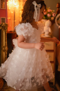Kids girls Tea Party Butterfly Tulle Dress - White