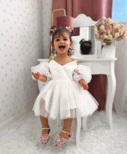 Bella Little Girls Flower Girl Tulle Dress - White (pre order) - Fox Baby & Co