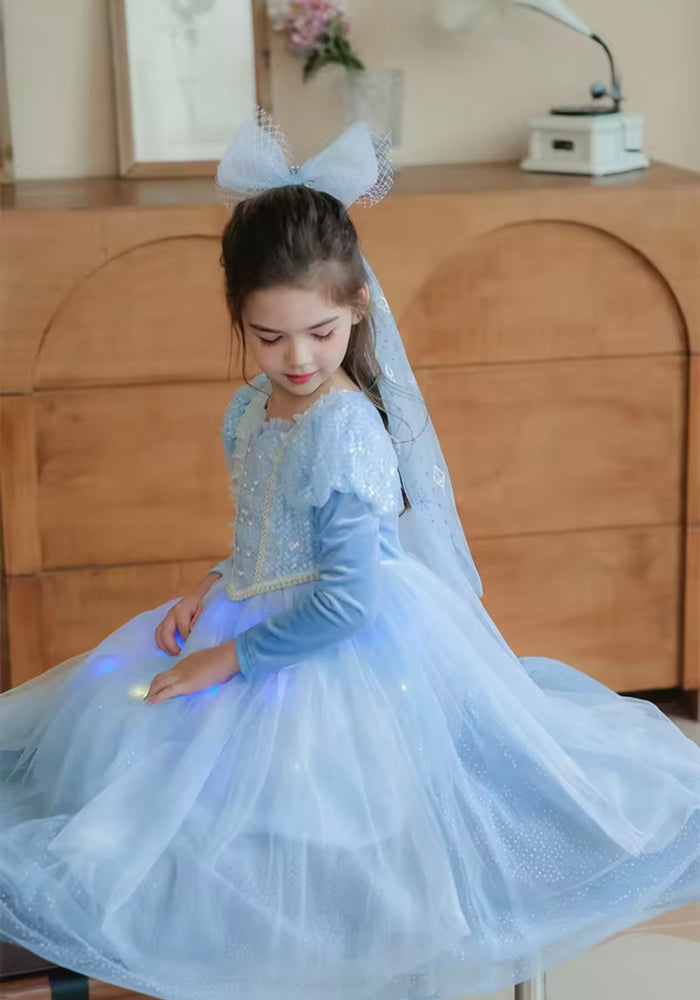 Snow Princess Birthday Long Sleeve Party Dress Costume & Cape - Fox Baby & Co