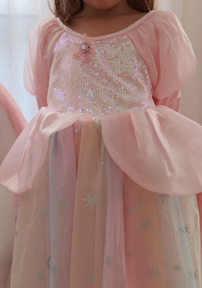 Fairyfloss Rainbow Princess Party Dress Long Sleeve & cape - Fox Baby & Co