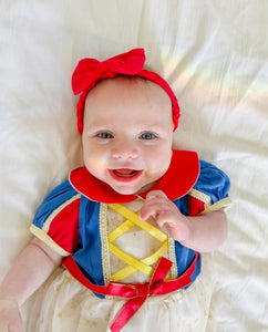Baby Girls Snow White Princess Puff Tulle Romper with bow - Fox Baby & Co