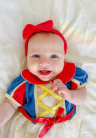 Load image into Gallery viewer, Baby Girls Snow White Princess Puff Tulle Romper with bow - Fox Baby &amp; Co

