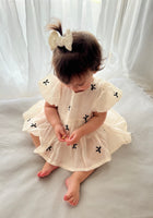 Load image into Gallery viewer, Baby Girls French Luxe Bow Puff Frill Romper - Black/Ivory
