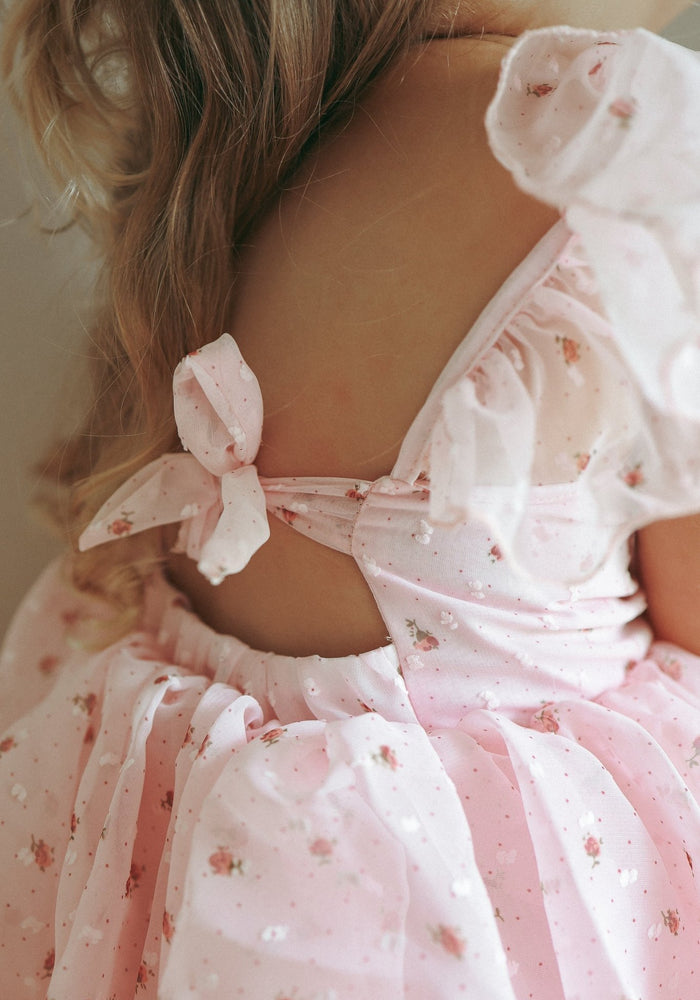 Kids little girls Rosie Floral Luxe Party Dress - Pink (pre order) - Fox Baby & Co