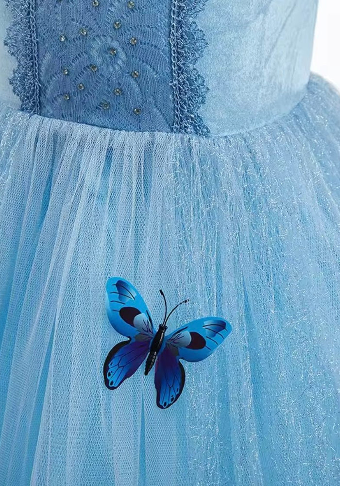Blue Cinderella Butterfly Princess Party Dress Costume & Jewellery Set - Fox Baby & Co